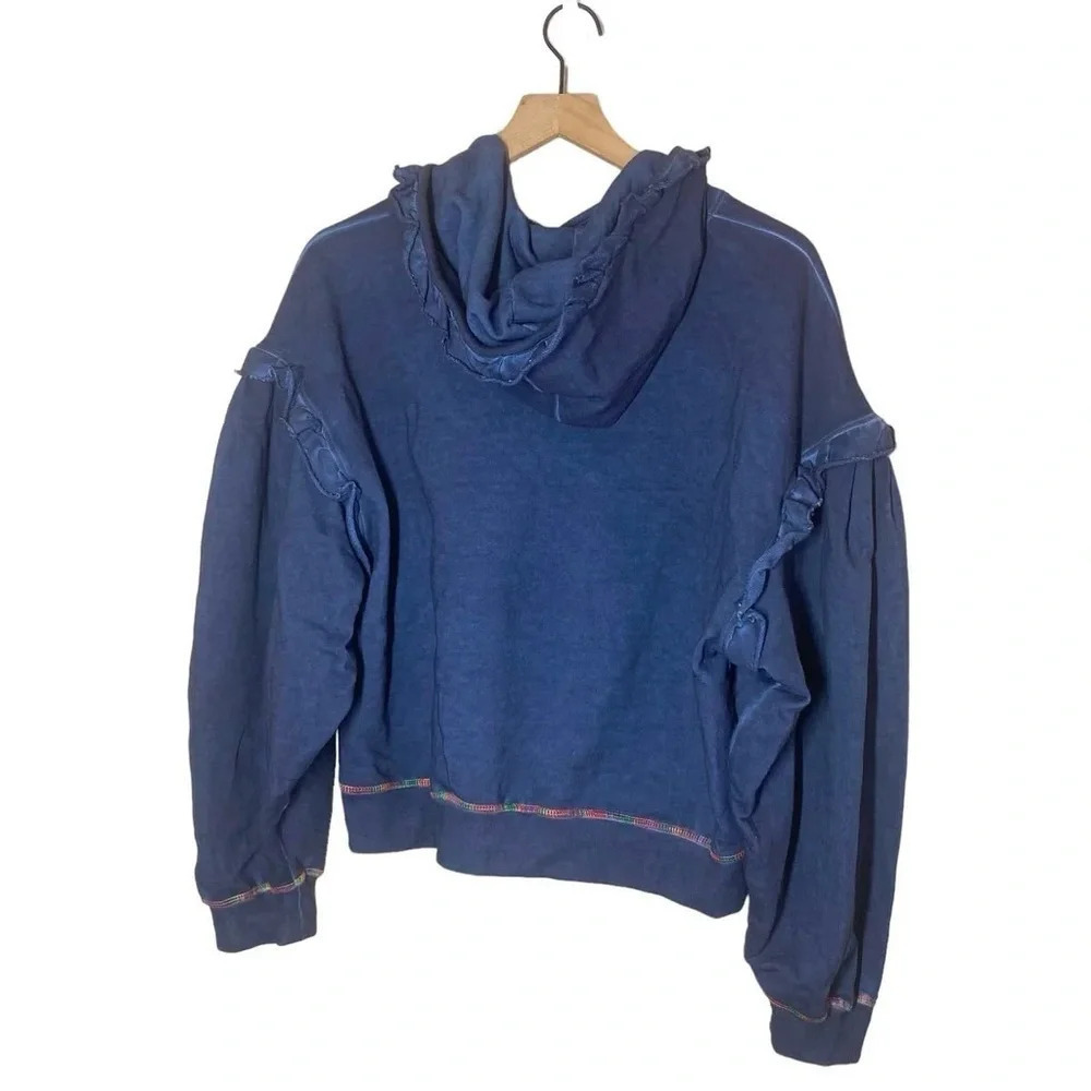 Something Navy Taylor Ruffle Hoodie Rainbow Detail - Picture 3 of 5